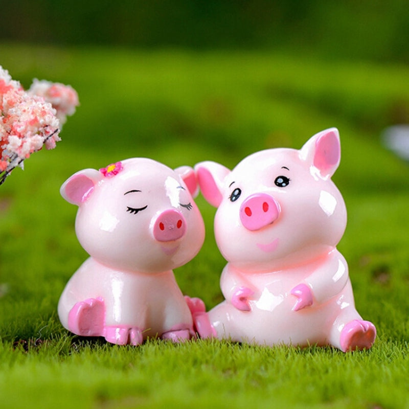 ELECTROPRIME 5 PCS Piglet Family Cartoon Resin Crafts, Style:Pink Pig