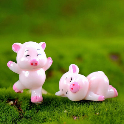 ELECTROPRIME 5 PCS Piglet Family Cartoon Resin Crafts, Style:Pink Pig
