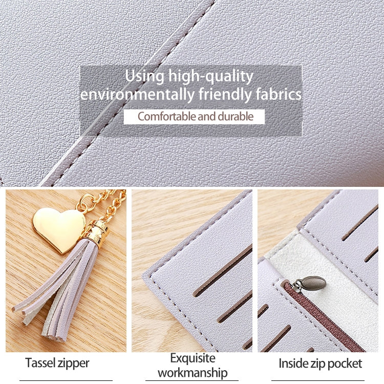 ELECTROPRIME Long Wallet Women Purses Tassel Fashion Coin Purse Card Holder Wallets Female Clutch PU Leather Wallet(Pink)
