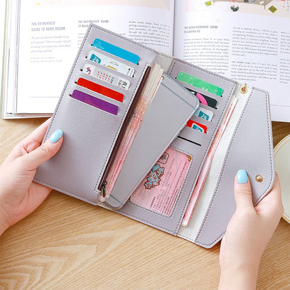 ELECTROPRIME Long Wallet Women Purses Tassel Fashion Coin Purse Card Holder Wallets Female Clutch PU Leather Wallet(Dark pink)