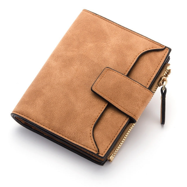 ELECTROPRIME Leather Women Hasp Small Slim Coin Pocket Purse Cards Holders Wallet(Brown)
