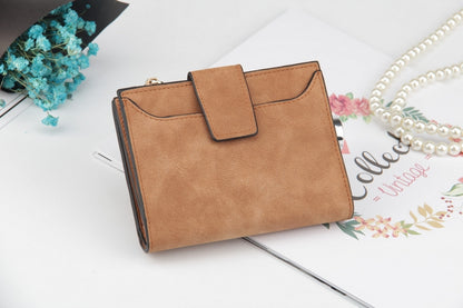 ELECTROPRIME Leather Women Hasp Small Slim Coin Pocket Purse Cards Holders Wallet(Brown)