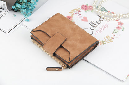 ELECTROPRIME Leather Women Hasp Small Slim Coin Pocket Purse Cards Holders Wallet(Brown)