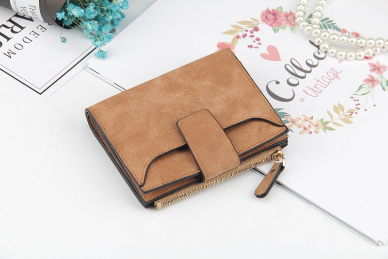 ELECTROPRIME Leather Women Hasp Small Slim Coin Pocket Purse Cards Holders Wallet(Brown)
