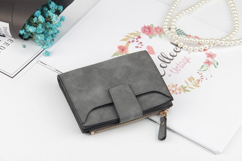 ELECTROPRIME Leather Women Hasp Small Slim Coin Pocket Purse Cards Holders Wallet(Dark Gray)