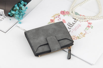 ELECTROPRIME Leather Women Hasp Small Slim Coin Pocket Purse Cards Holders Wallet(Dark Gray)