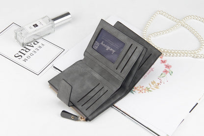 ELECTROPRIME Leather Women Hasp Small Slim Coin Pocket Purse Cards Holders Wallet(Dark Gray)