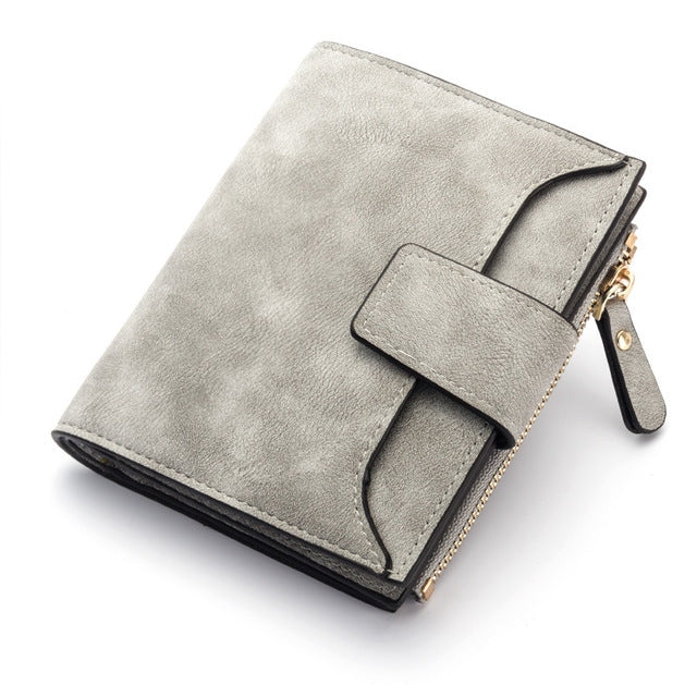 ELECTROPRIME Leather Women Hasp Small Slim Coin Pocket Purse Cards Holders Wallet(Gray)