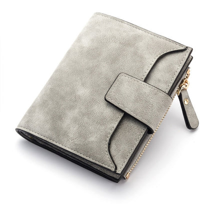 ELECTROPRIME Leather Women Hasp Small Slim Coin Pocket Purse Cards Holders Wallet(Gray)