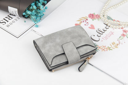 ELECTROPRIME Leather Women Hasp Small Slim Coin Pocket Purse Cards Holders Wallet(Gray)