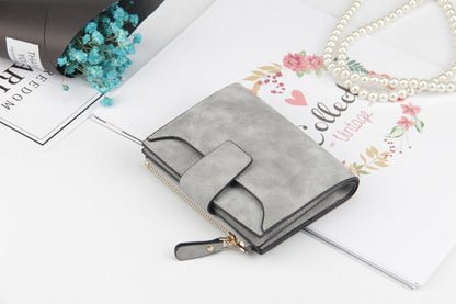 ELECTROPRIME Leather Women Hasp Small Slim Coin Pocket Purse Cards Holders Wallet(Gray)
