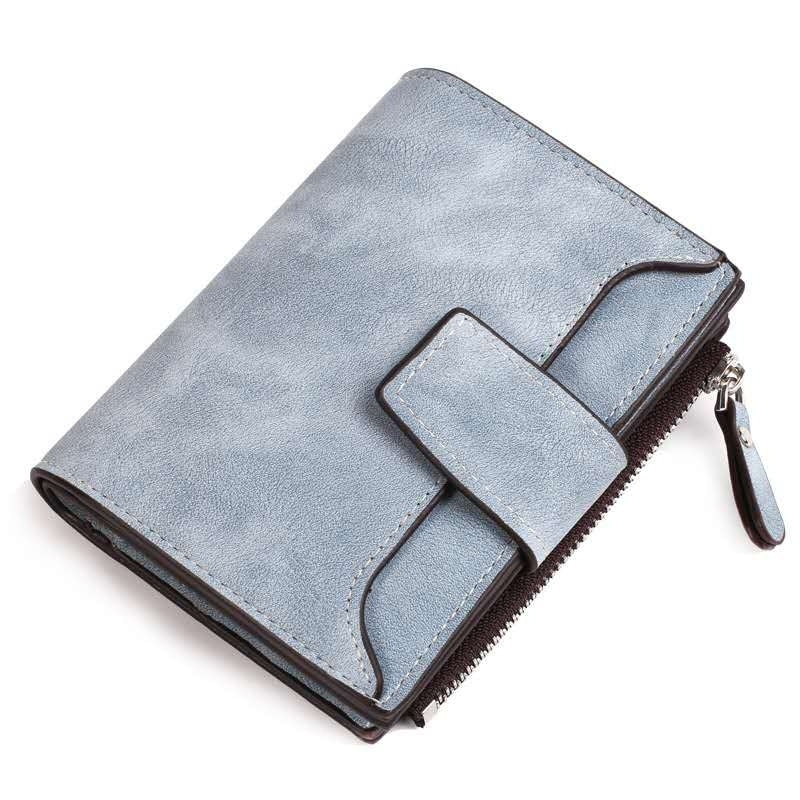 ELECTROPRIME Leather Women Hasp Small Slim Coin Pocket Purse Cards Holders Wallet(Light Blue)