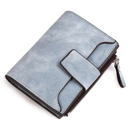 ELECTROPRIME Leather Women Hasp Small Slim Coin Pocket Purse Cards Holders Wallet(Light Blue)