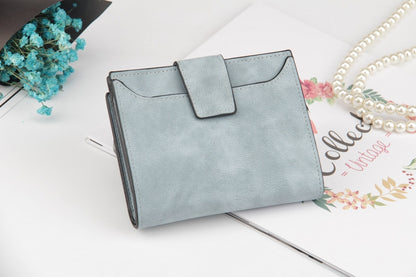 ELECTROPRIME Leather Women Hasp Small Slim Coin Pocket Purse Cards Holders Wallet(Light Blue)