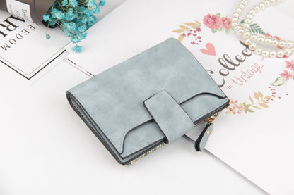 ELECTROPRIME Leather Women Hasp Small Slim Coin Pocket Purse Cards Holders Wallet(Light Blue)