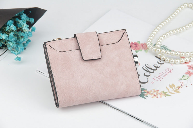 ELECTROPRIME Leather Women Hasp Small Slim Coin Pocket Purse Cards Holders Wallet(Pink)