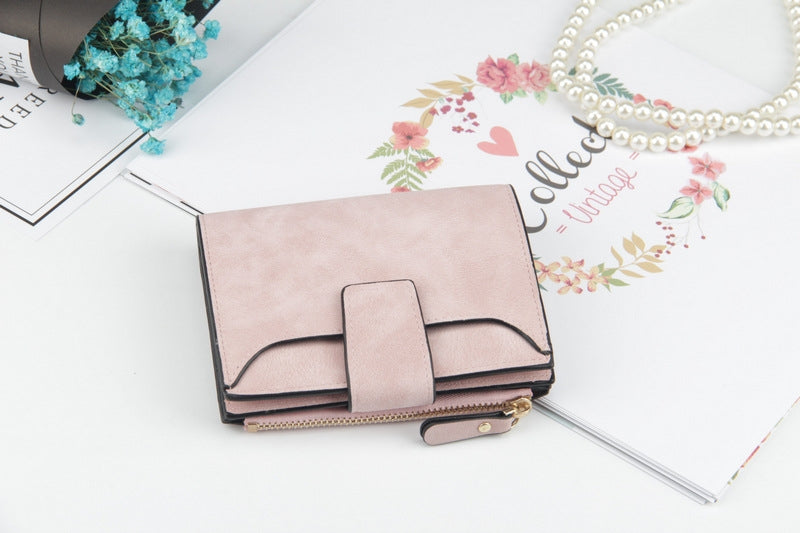 ELECTROPRIME Leather Women Hasp Small Slim Coin Pocket Purse Cards Holders Wallet(Pink)