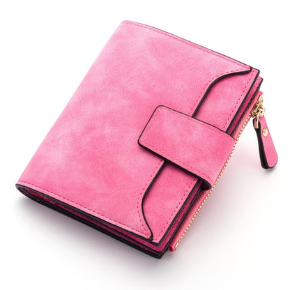 ELECTROPRIME Leather Women Hasp Small Slim Coin Pocket Purse Cards Holders Wallet(Rose Red)