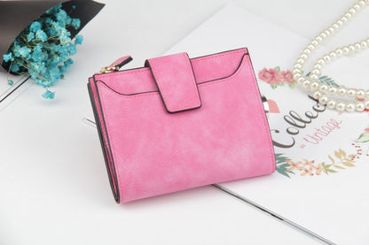 ELECTROPRIME Leather Women Hasp Small Slim Coin Pocket Purse Cards Holders Wallet(Rose Red)