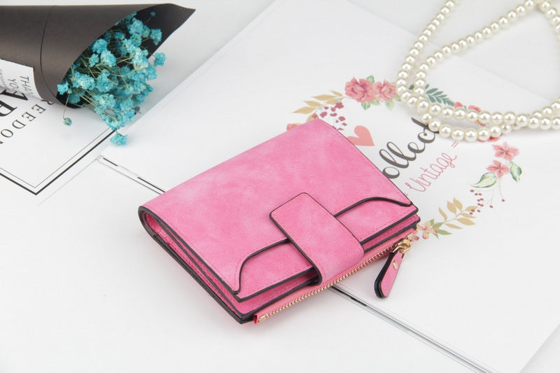 ELECTROPRIME Leather Women Hasp Small Slim Coin Pocket Purse Cards Holders Wallet(Rose Red)