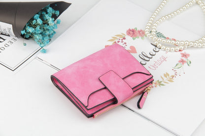 ELECTROPRIME Leather Women Hasp Small Slim Coin Pocket Purse Cards Holders Wallet(Rose Red)