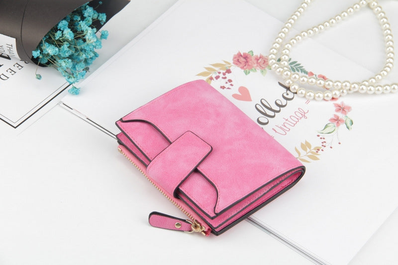 ELECTROPRIME Leather Women Hasp Small Slim Coin Pocket Purse Cards Holders Wallet(Rose Red)