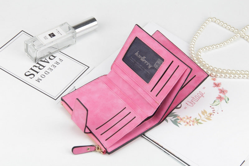ELECTROPRIME Leather Women Hasp Small Slim Coin Pocket Purse Cards Holders Wallet(Rose Red)