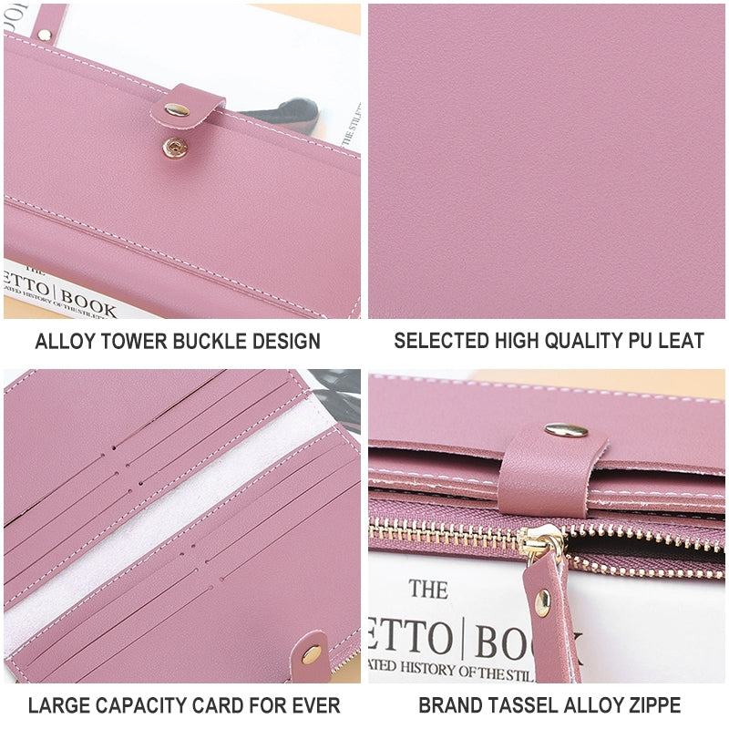 ELECTROPRIME Long Women Hasp Leather Clutch Coin Purse Wallets(Rose Red)