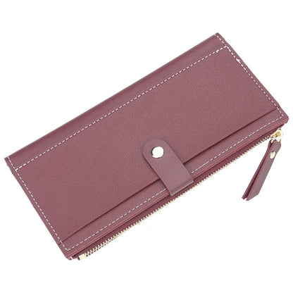 ELECTROPRIME Long Women Hasp Leather Clutch Coin Purse Wallets(Wine Red)