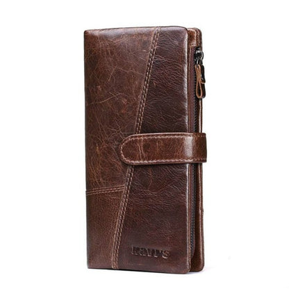 ELECTROPRIME KAVIS Genuine Leather Women Wallet Long Clutch Zipper Coin Purse(Brown)