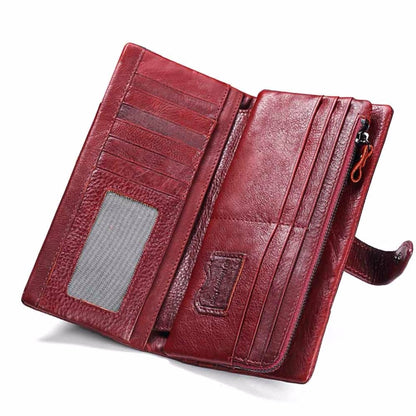 ELECTROPRIME KAVIS Genuine Leather Women Wallet Long Clutch Zipper Coin Purse(Brown)