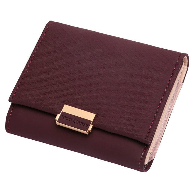 ELECTROPRIME Luxury Wallet Female Leather Women Leather Purse Plaid Wallet Ladies Hot Change Card Holder Coin Small Purses for Girls(Wine red)