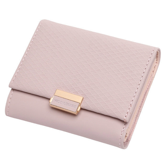 ELECTROPRIME Luxury Wallet Female Leather Women Leather Purse Plaid Wallet Ladies Hot Change Card Holder Coin Small Purses for Girls(Pink)