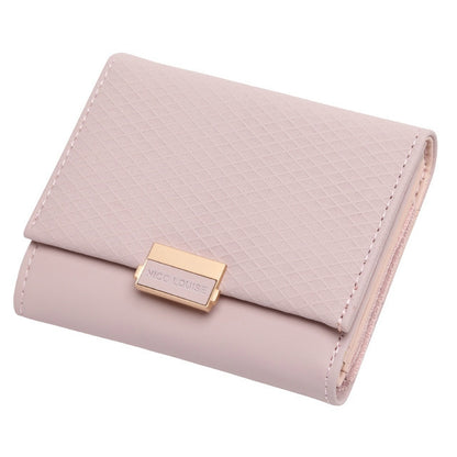 ELECTROPRIME Luxury Wallet Female Leather Women Leather Purse Plaid Wallet Ladies Hot Change Card Holder Coin Small Purses for Girls(Pink)