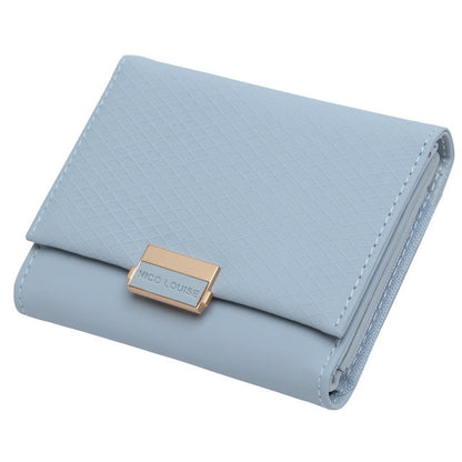 ELECTROPRIME Luxury Wallet Female Leather Women Leather Purse Plaid Wallet Ladies Hot Change Card Holder Coin Small Purses for Girls(Light blue)
