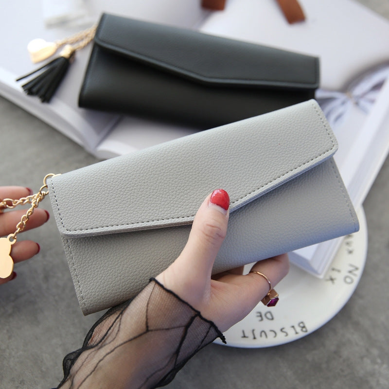 ELECTROPRIME Simple Zipper Purses Long Section Clutch Wallet Soft PU Leather Money Bag(Light gray)