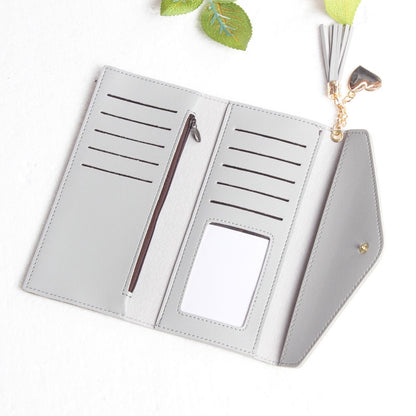 ELECTROPRIME Simple Zipper Purses Long Section Clutch Wallet Soft PU Leather Money Bag(Light gray)