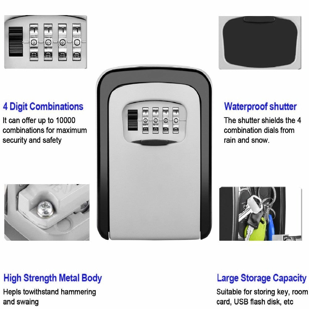 ELECTROPRIME Safety Home Durable Storage Box Key Hider 4 Digit Security Secret Code Lock Wall Mounted Combination Password Keys Box