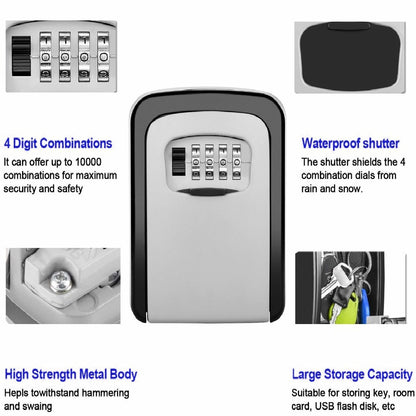 ELECTROPRIME Safety Home Durable Storage Box Key Hider 4 Digit Security Secret Code Lock Wall Mounted Combination Password Keys Box