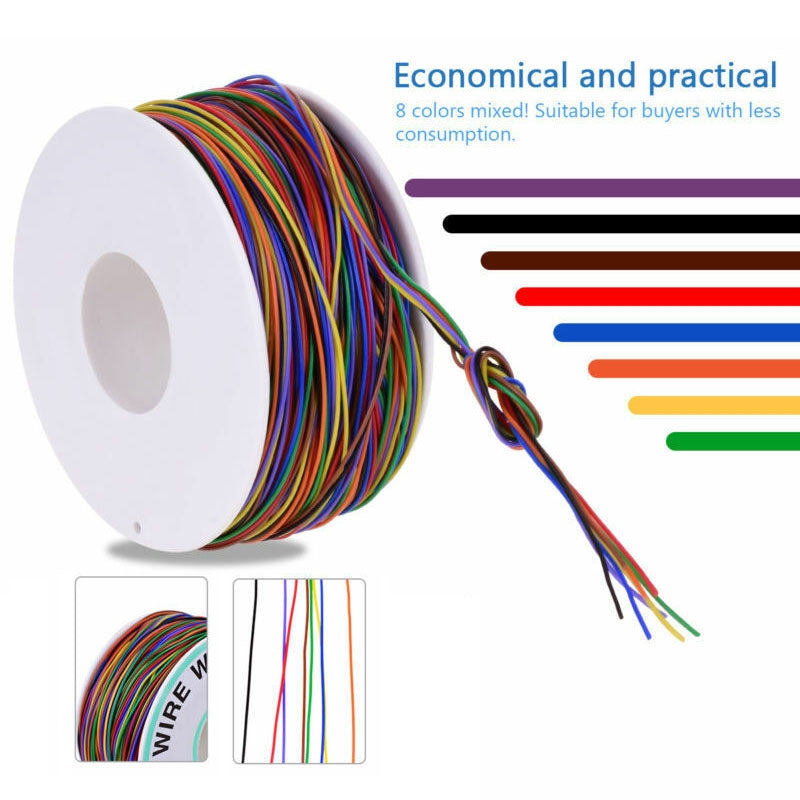 ELECTROPRIME 8 Colors 30AWG Wire Tinned Copper Solid PVC Insulation Wrapping Wire