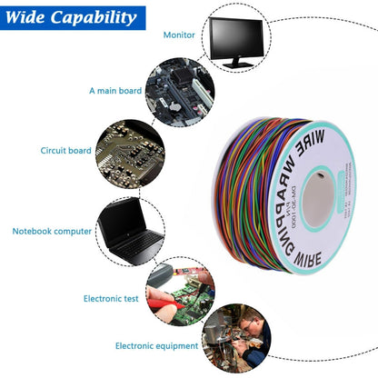 ELECTROPRIME 8 Colors 30AWG Wire Tinned Copper Solid PVC Insulation Wrapping Wire
