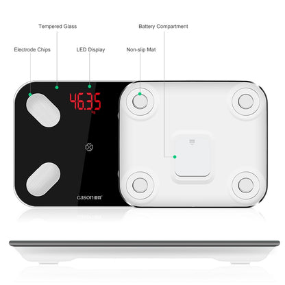 ELECTROPRIME GASON S4 Body Fat Scale Smart Electronic LED Digital Weighing Scale with Bluetooth APP, Support Android or IOS(White)