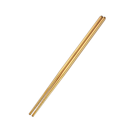 ELECTROPRIME 1 Pair Stainless Steel Tableware Colorful Reusable Metal Chopsticks Dishware, Length?23cm(Gold)