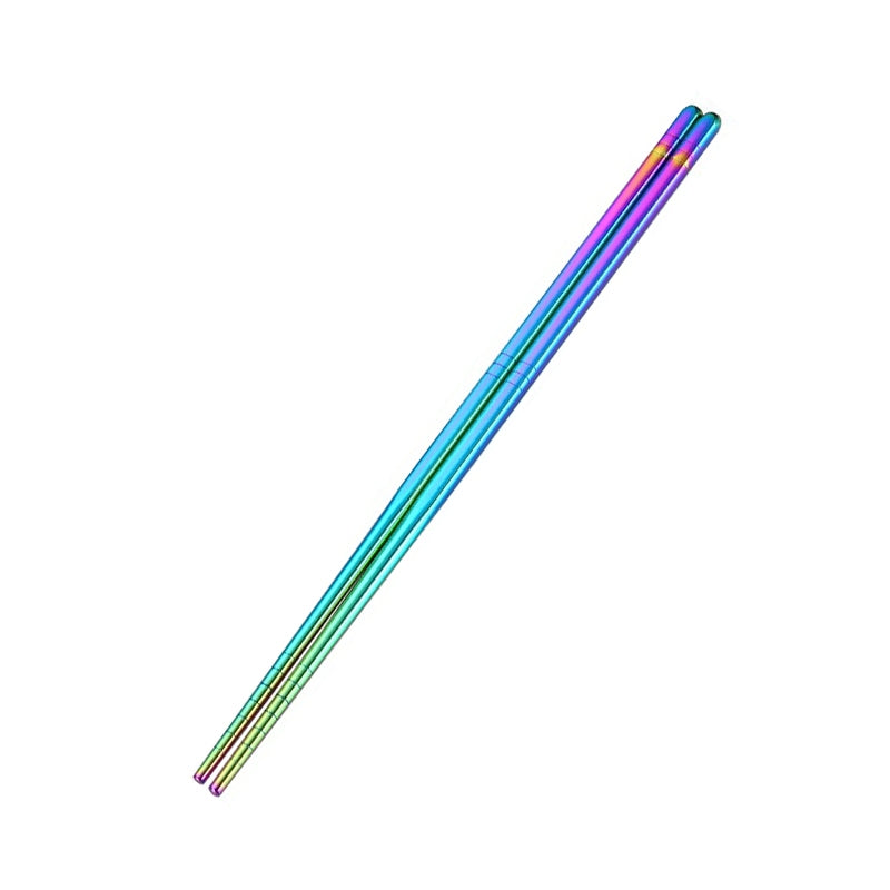 ELECTROPRIME 1 Pair Stainless Steel Tableware Colorful Reusable Metal Chopsticks Dishware, Length?23cm(Multicolor)