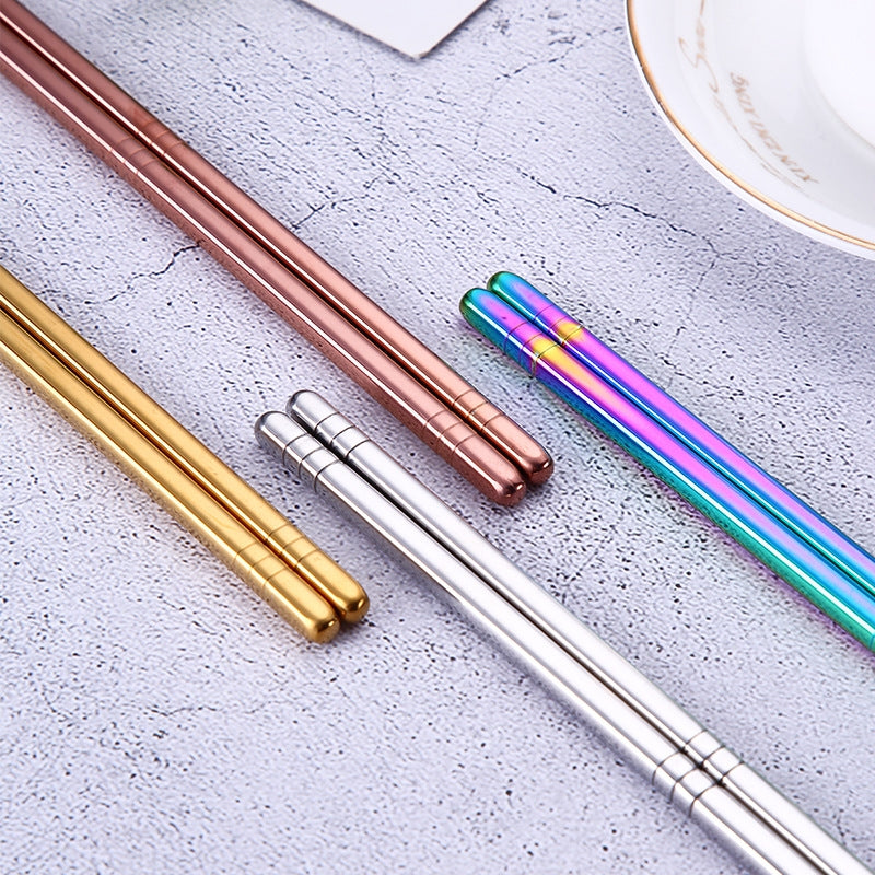 ELECTROPRIME 1 Pair Stainless Steel Tableware Colorful Reusable Metal Chopsticks Dishware, Length?23cm(Multicolor)