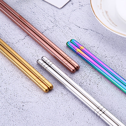 ELECTROPRIME 1 Pair Stainless Steel Tableware Colorful Reusable Metal Chopsticks Dishware, Length?23cm(Multicolor)