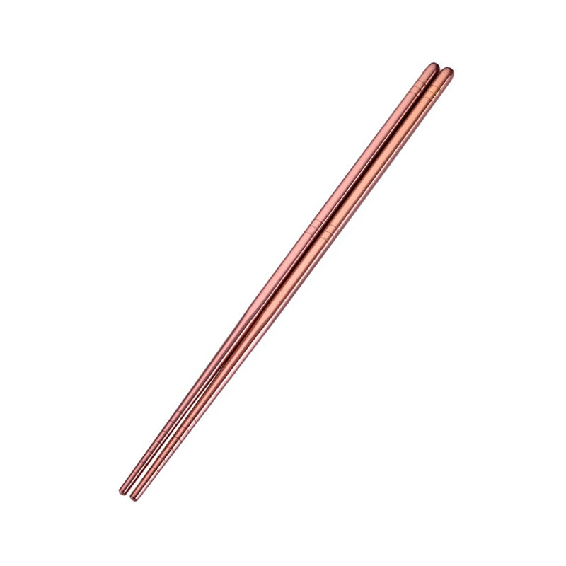 ELECTROPRIME 1 Pair Stainless Steel Tableware Colorful Reusable Metal Chopsticks Dishware, Length?23cm(Rose Gold)