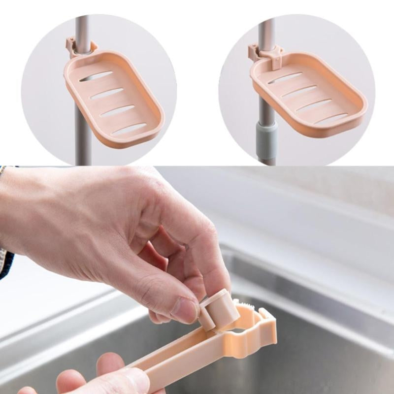 ELECTROPRIME 3 PCS Sink Hanging Storage Rack Sponge Holder Towel Organizer(Pink)