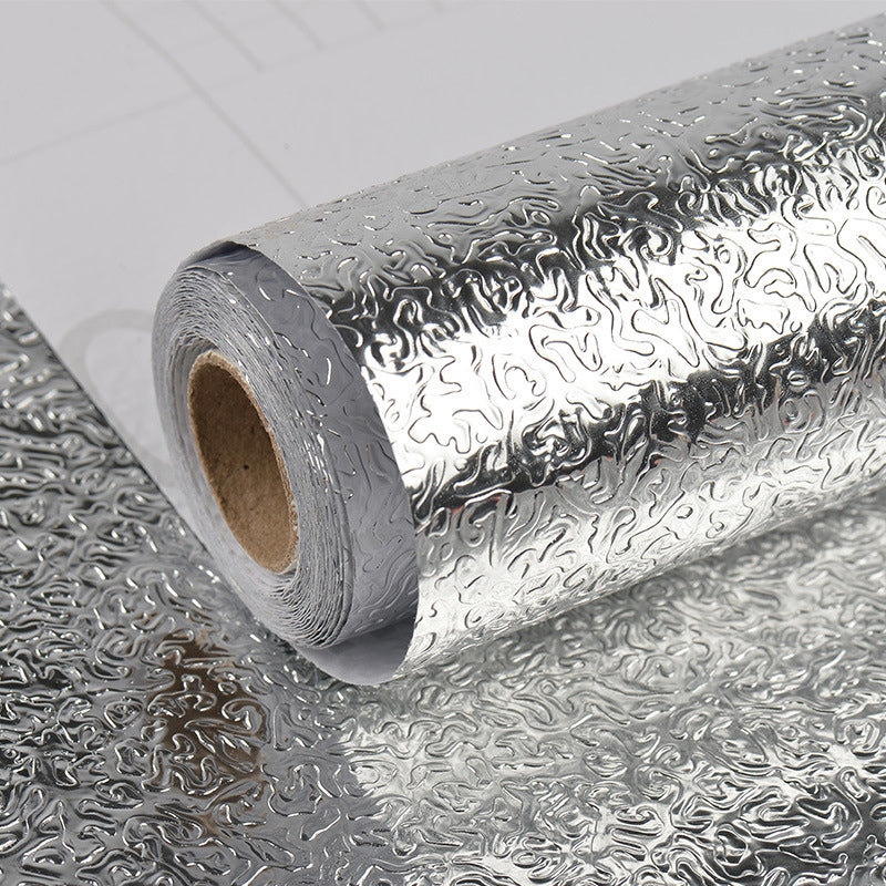 ELECTROPRIME Kitchen Wall Stove Aluminum Foil Oil-proof Stickers Anti-fouling High-temperature Self-adhesive Croppable Wallpaper Wall Sticker, Size:60cmx5m Style:Orange Peel