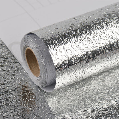 ELECTROPRIME Kitchen Wall Stove Aluminum Foil Oil-proof Stickers Anti-fouling High-temperature Self-adhesive Croppable Wallpaper Wall Sticker, Size:60cmx5m Style:Orange Peel